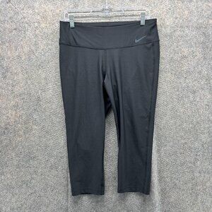 Nike Pants Women Large Ladies Black Athletic Leggings Swoosh Dri Fit Polyester